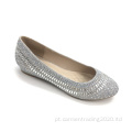 Mulheres Low Wedge Glitter Rhinestone Comfort Shoes